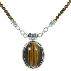 Joseph Esposito Solid 925 Sterling Silver Tiger's-Eye Magnetic Necklace